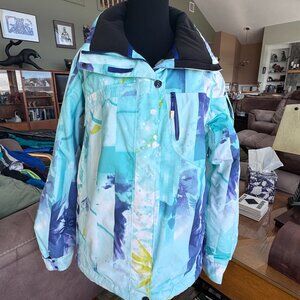 Salomon Ski Jacket. Aqua/Purple/Yellow. Size L